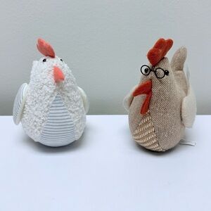 New! Target Bullseye Playground Spring Stuffed Fabric Chickens:Rooster & Hen